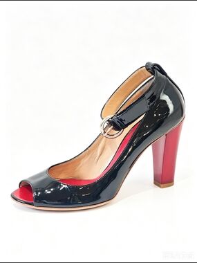 Giuseppe Zanotti  Black Patent Peep-Toe Ankle-Strap Heels - Women's